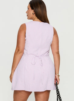 Yumiko Romper Pink Check Curve