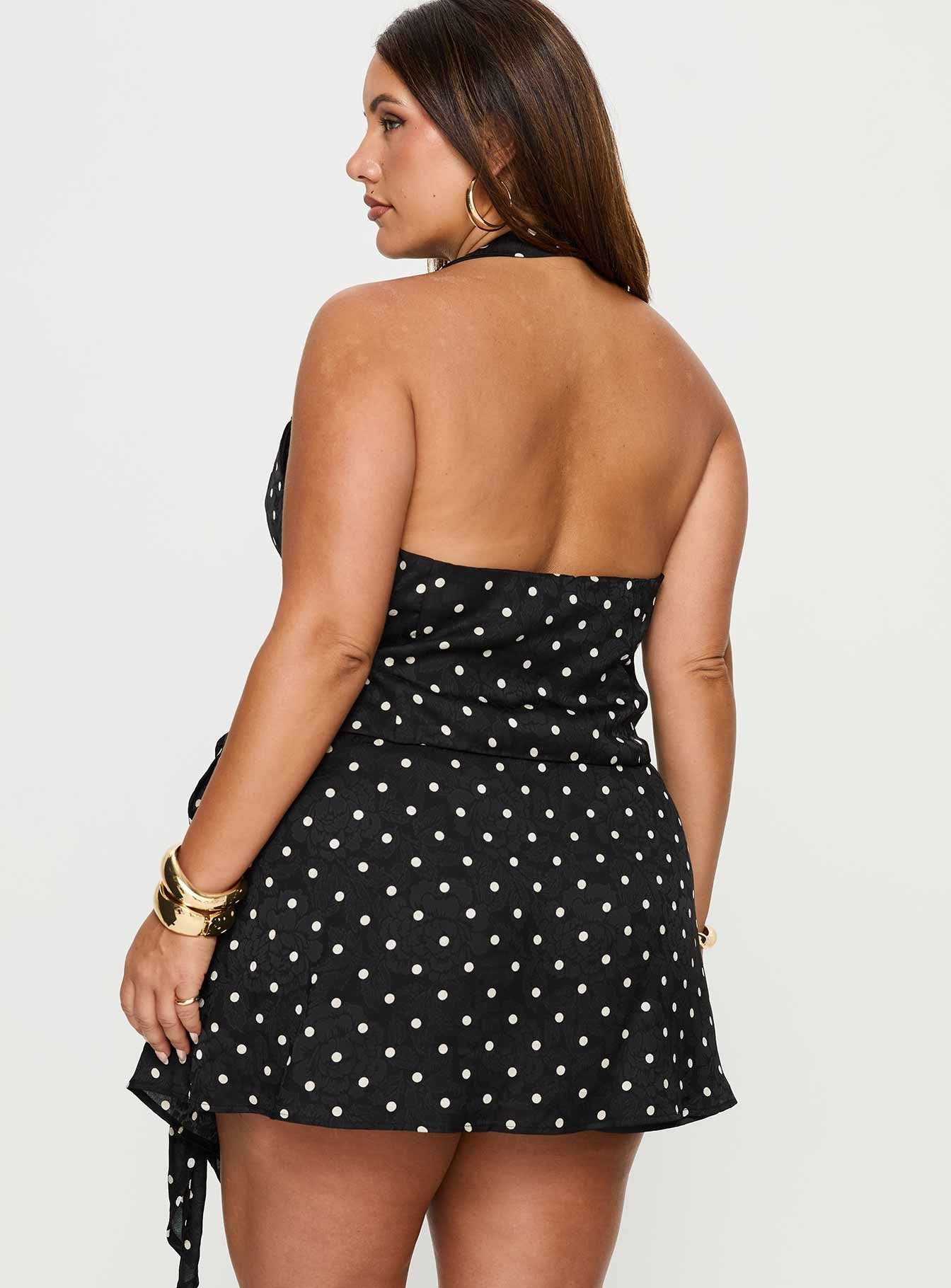 Beffanie Halter Wrap Set Black Polka Dot Curve
