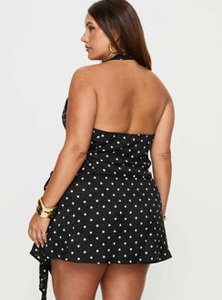 Beffanie Halter Wrap Set Black Polka Dot Curve
