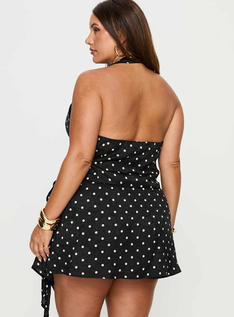 Beffanie Halter Wrap Set Black Polka Dot Curve