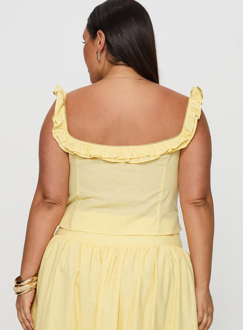 Isadoria Frill Top Yellow Curve