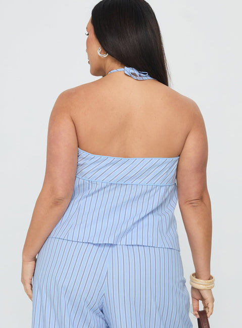 Sofea Halter Top Blue Stripe Curve