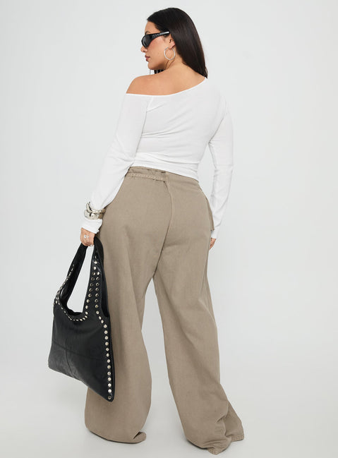 Paltrow Cargo Jeans Washed Brown Curve