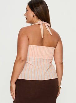 Isabetta Halter Top Orange Stripe Curve