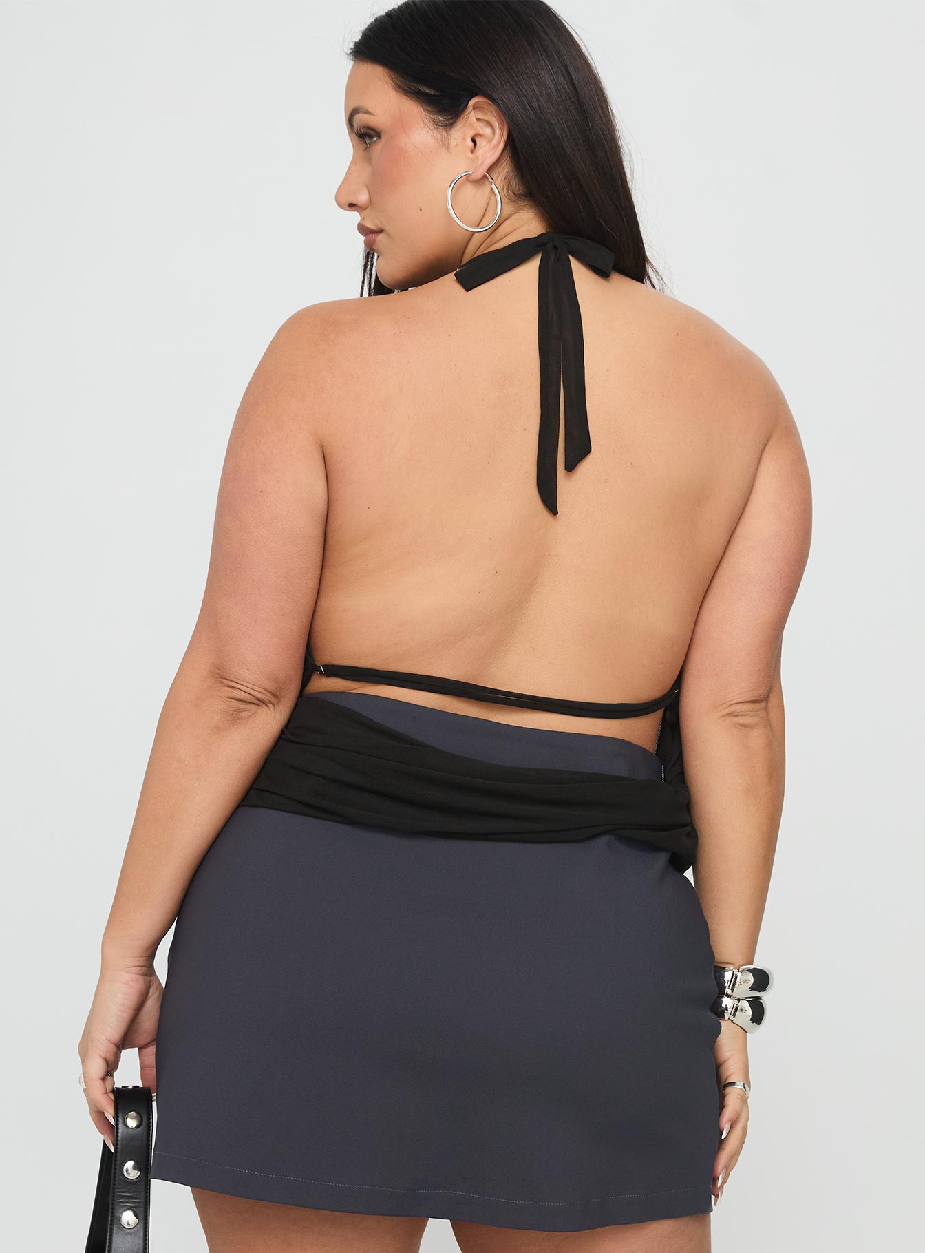 Carefree Days Cowl Neck Top Black Curve