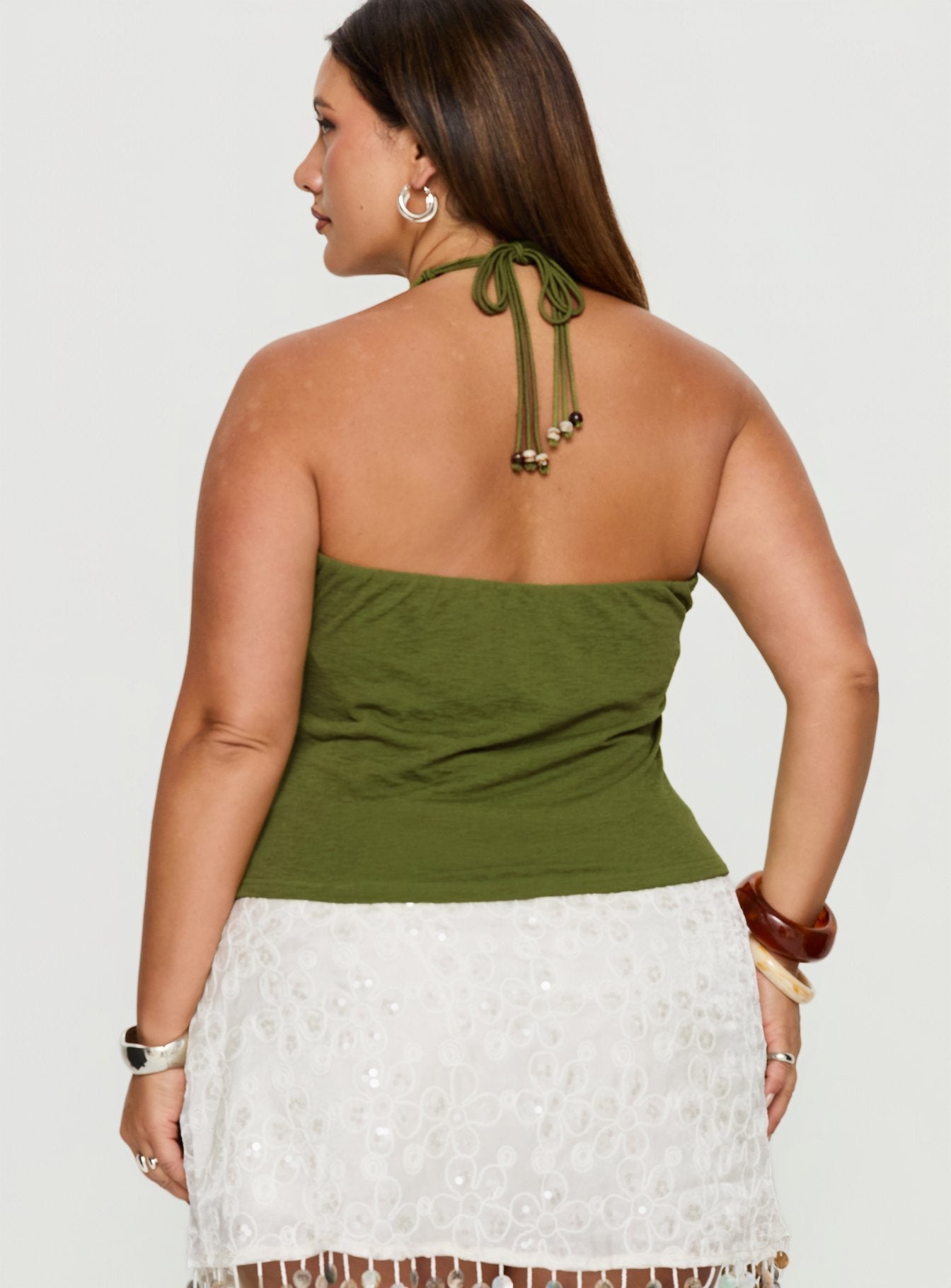 Roller Coaster Bead Detail Top Green Curve