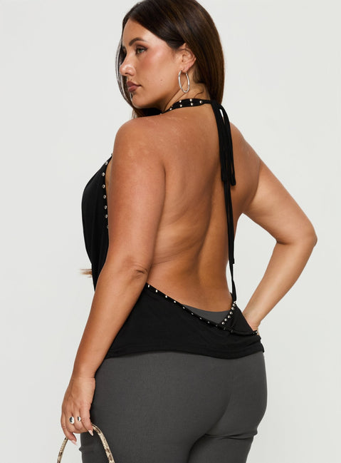 Khoda Studded Halter Top Black Curve