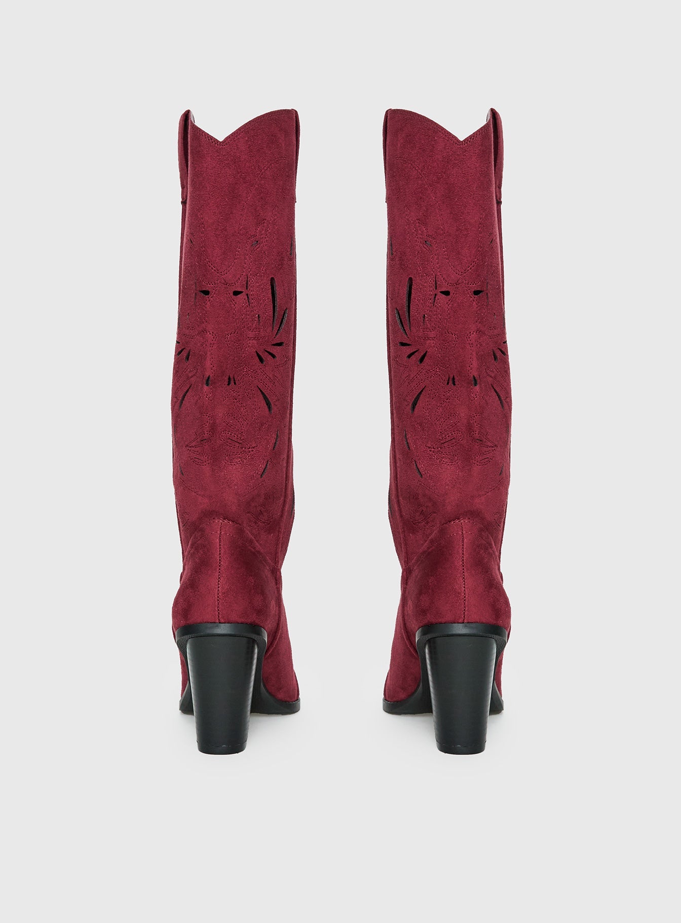 Ronso Faux Suede Cowboy Boots Burgundy