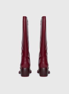 Ella Knee High Boots Burgundy