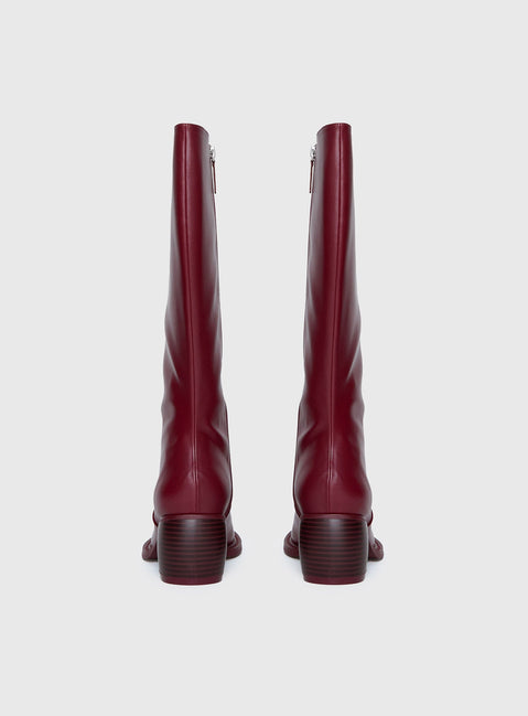 Ella Knee High Boots Burgundy