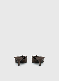 Unrivaled Pointed Toe Faux Suede Heels Chocolate