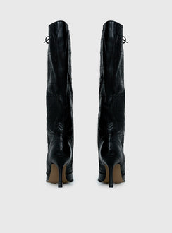 Creator Knee High Lace-Up Boots Black