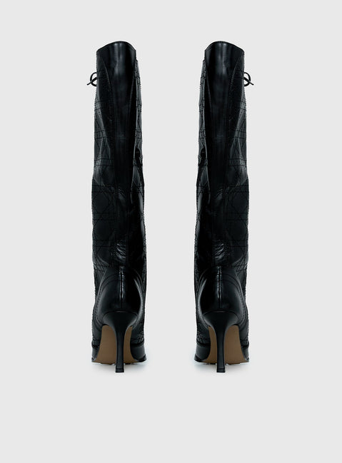 Creator Knee High Lace-Up Boots Black