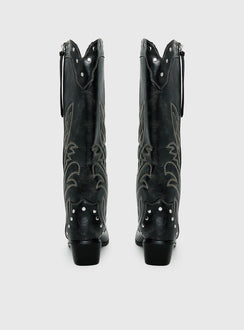 Austin Distressed Cowboy Boots Black