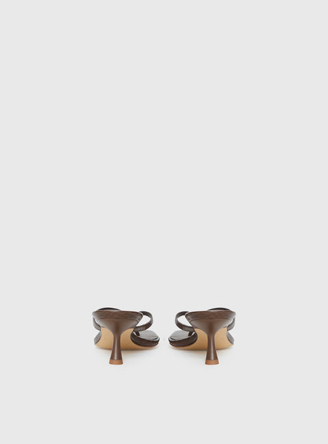 So Exclusive Snake Thong Heels Brown