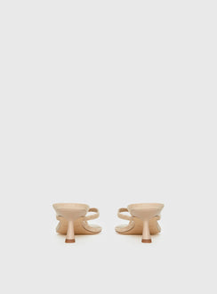 So Exclusive Faux Suede Thong Heels Tan