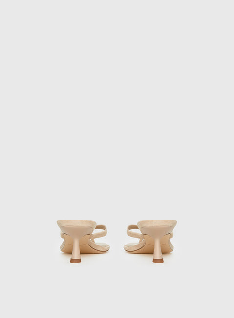 So Exclusive Faux Suede Thong Heels Tan