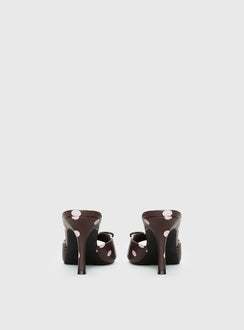 Etiquette Peep Toe Heels Brown / Pink Polka