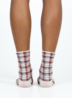 Socks Plaid print Good stretch  