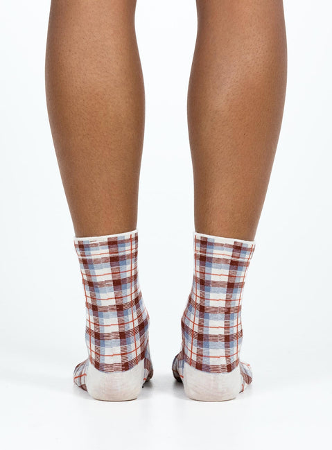 Socks Plaid print Good stretch  