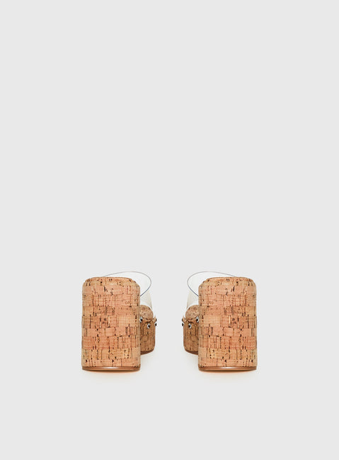 Pale Moonlight Platform Heels Cork / Clear