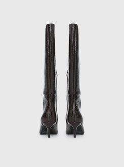 Therapy Dove Knee High Boots Chocolate Croc