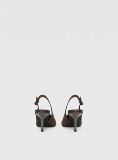 Tiptoe Slingback Heels Brown