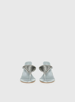 Miss You More Glitter Mesh Heels Silver