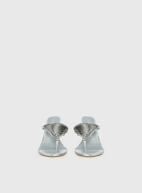 Miss You More Glitter Mesh Heels Silver