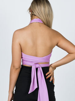 back view of model wearing Princess Polly Midnight Top Lilac 