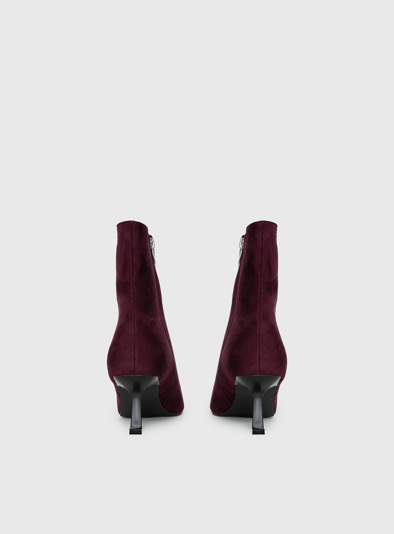 Serene Faux Suede Pointed Toe Ankle Boots Burgundy