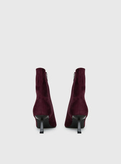 Serene Faux Suede Pointed Toe Ankle Boots Burgundy