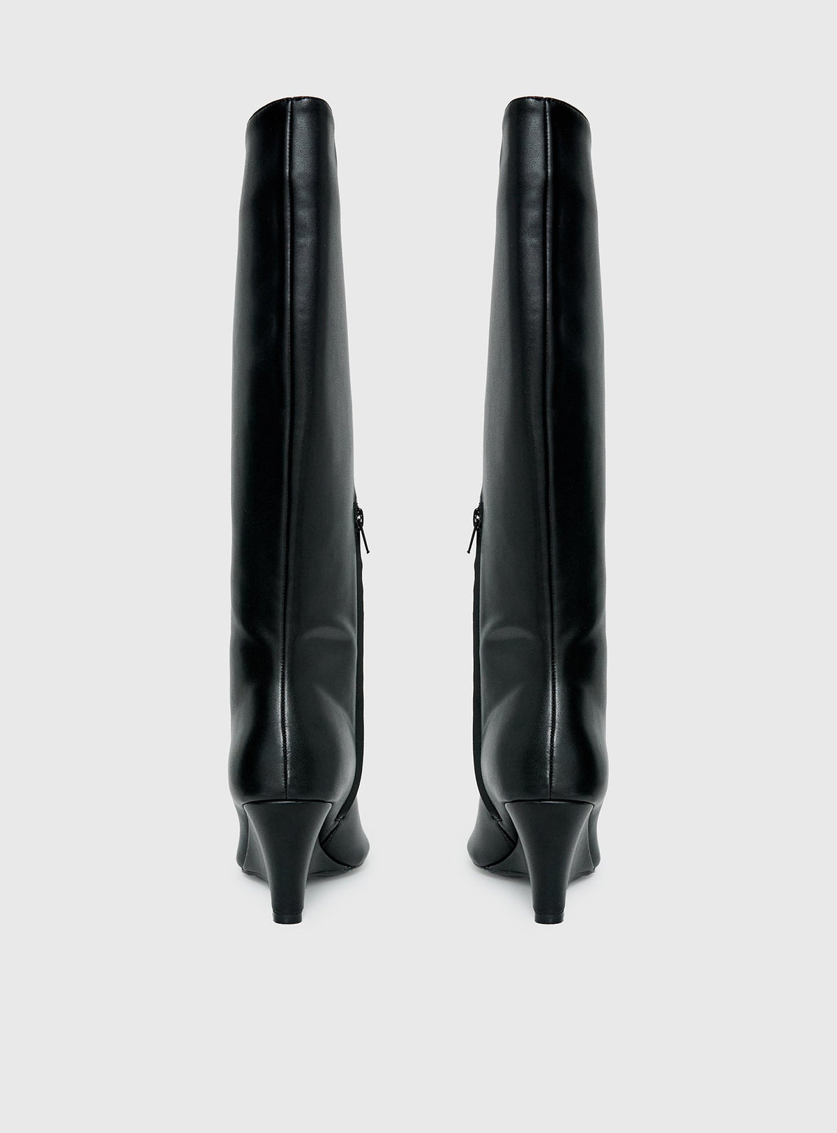 Dimmi Peep Toe Knee High Boots Black