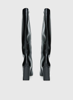 Sawyer Knee High Boots Black Crinkle