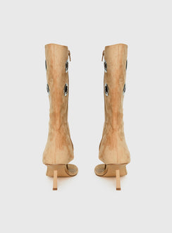 Situationship Eyelet Open Toe Heels Tan