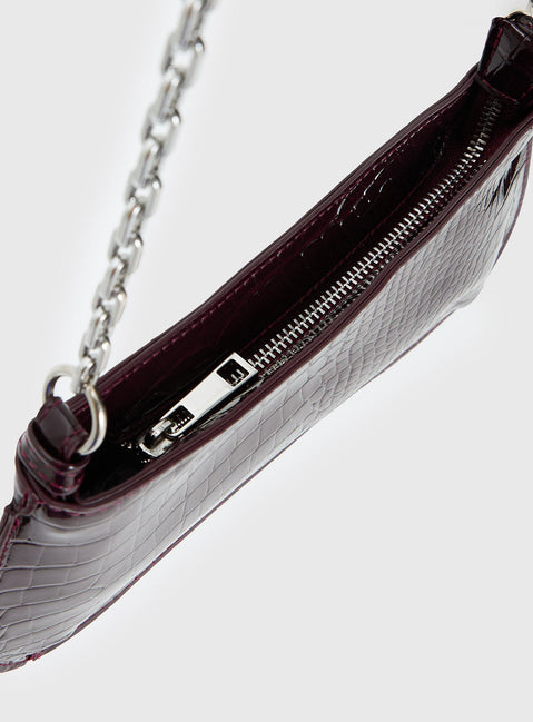 Gwynne Faux Leather Shoulder Bag Cherry Lacquer