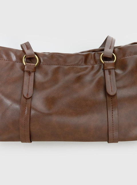Veneza Ruched Shoulder Bag Brown