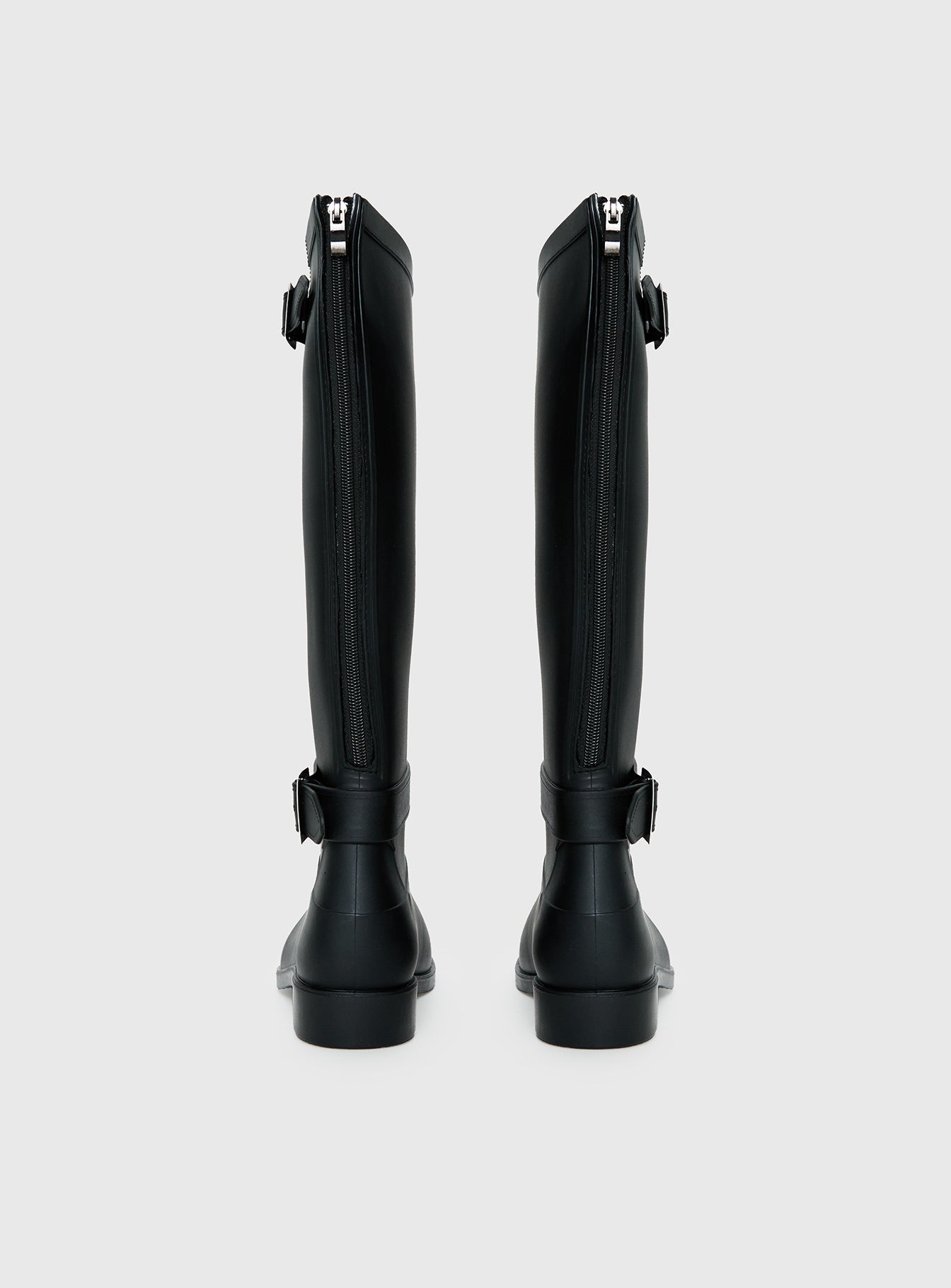 Elvera Buckle Detail Rubber Gumboots Black