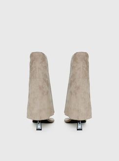 Catch The Light Faux Suede Open Toe Boots Tan
