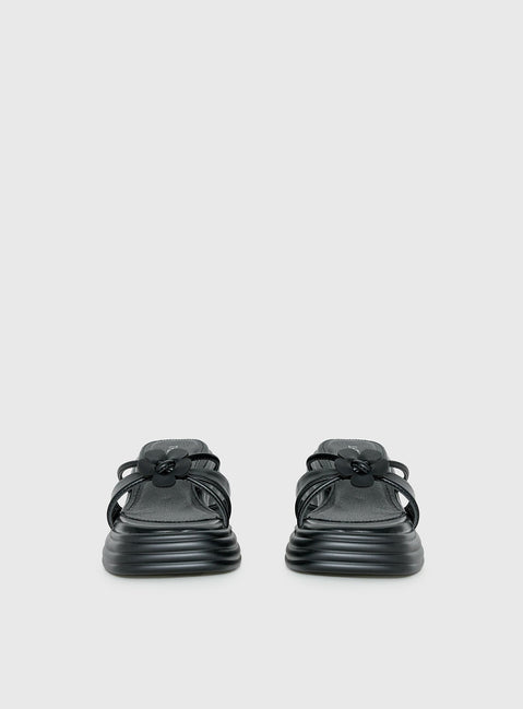 Therapy Flaunt Platform Flower Detail Sandals Black