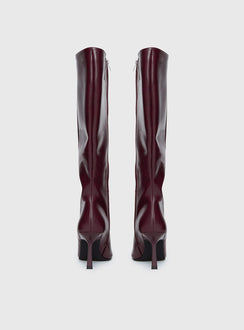 Harrie Knee High Boots Burgundy