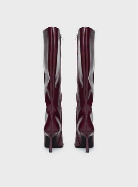 Harrie Knee High Boots Burgundy