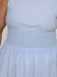 Yennifer Shirred Mini Dress Blue / White Curve