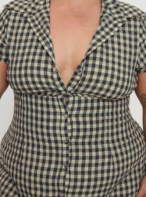 Motley Mini Dress Brown Check Curve