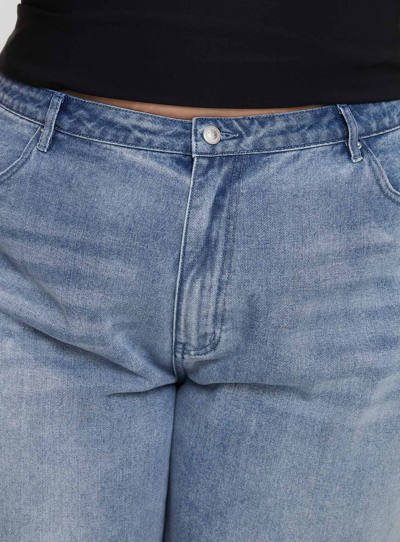 product Princess Polly Naylor Wide Leg Jeans Light Wash Denim Curve Mid Rise 