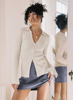   front view of model wearing Princess Polly Selby Mini Skirt Grey Petite Mini Skirts 