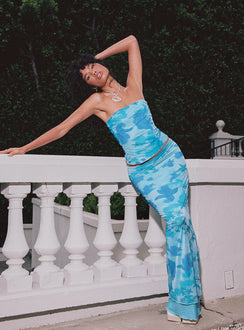 product Princess Polly Sleeveless Square Neck  Hillcrest Floral Strapless Top Blue