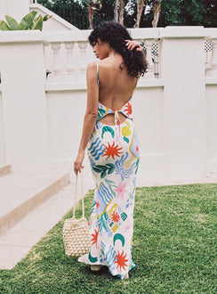 product Princess Polly Asymmetric Neckline  Luncheon Maxi Dress Blue Multi