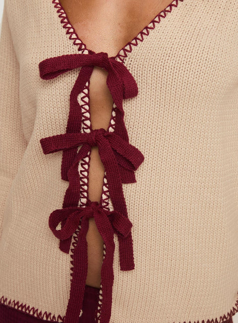 back view of model wearing Princess Polly Kiss Goodbye Knit Cardigan Multi Long 