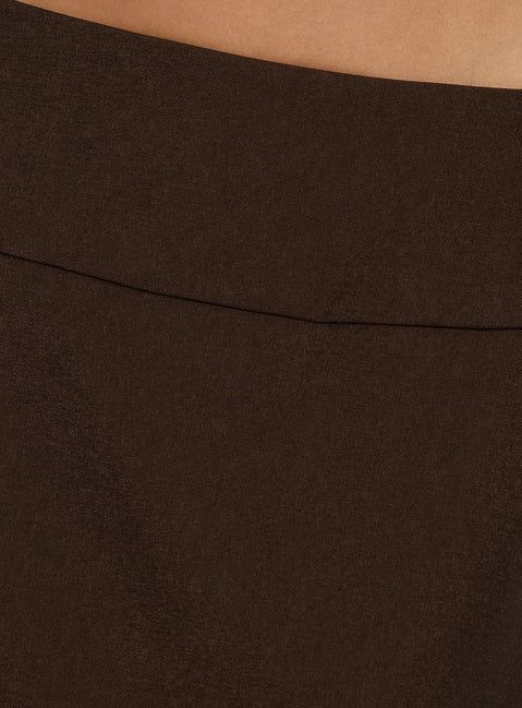 Soleana Suting Midi Skirt Brown